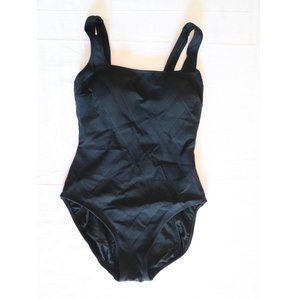 Gottex black square neck textured drapped one piece
